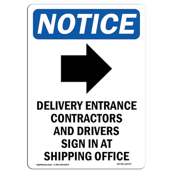 Signmission OSHA Sign, 24" H, 18" W, Aluminum, Delivery Entrance Sign With Symbol, Portrait, 1824-V-10970 OS-NS-A-1824-V-10970 - main